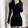 Black Bodycon Knitted Dress Women Sexy Wrap Slim Short Dresses Spring & Autumn Fall Solid Outfits Robes Femlae