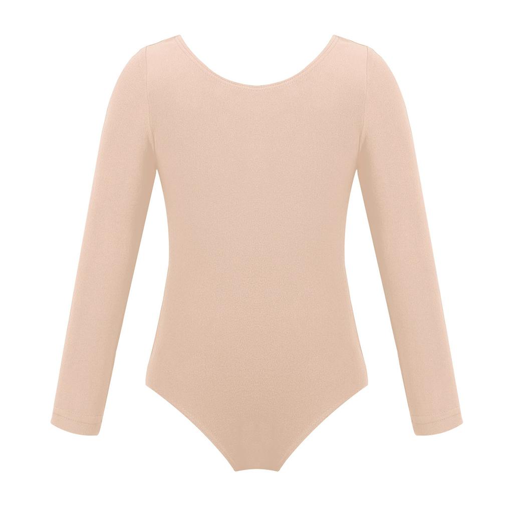 Kids Basic Long Sleeve Leotard Ballet Dance Gymnastic Bodysuit Jumpsuit Girls Activewear