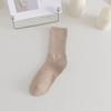 6 Pairs Cotton Middle Tube Socks Solid Color Cuffs Ruffles Socks New Knitted Long Socks  Fall Winter