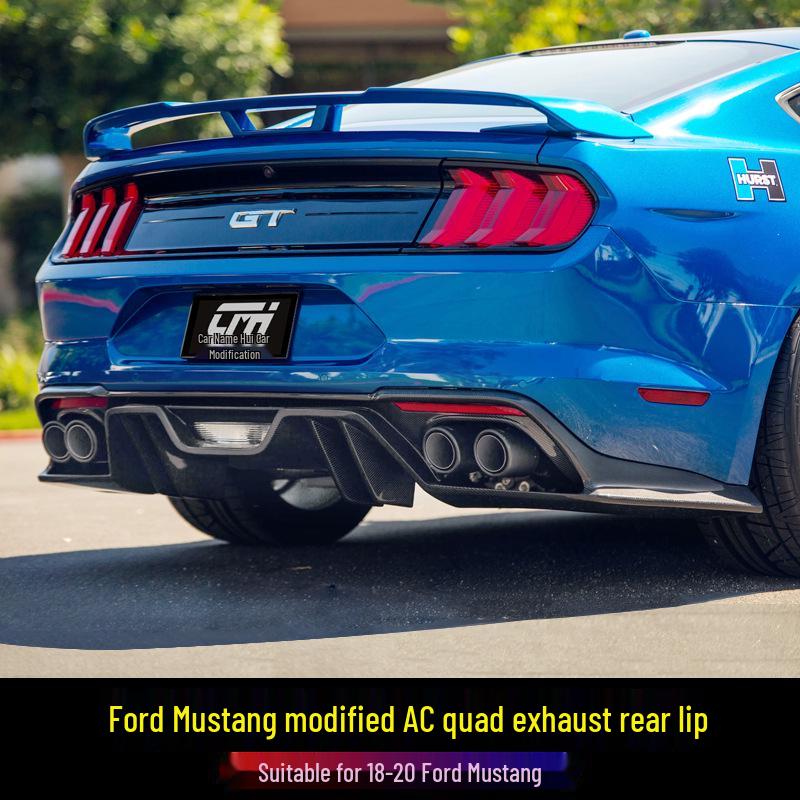 18-23 Ford Mustang AC Style Carbon Fiber Rear Lip Spoiler with Four-Outlet Body Kit