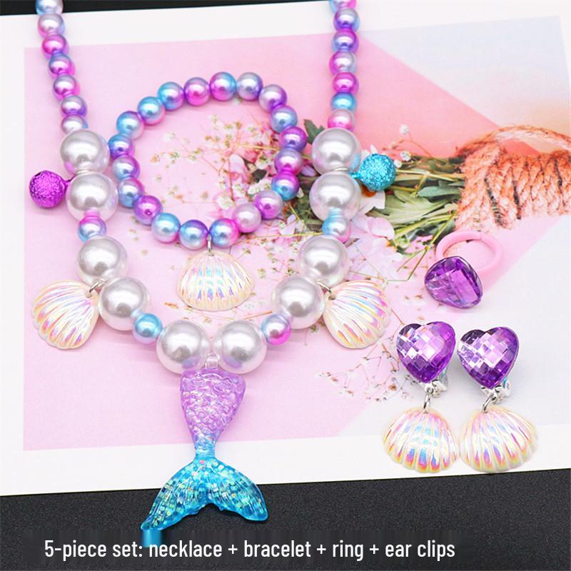 Набор жемчужных ожерелий и браслетов для девочек - Детские ювелирные аксессуары в тематике русалок