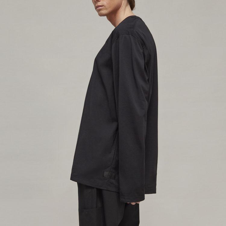 Y-3 FW22 Однотонная свободная футболка с круглым вырезом и длинными рукавами, топы унисекс, черный цвет H44794