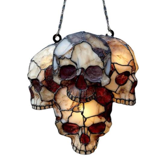 Gothic Style Skull Halloween Pendant 2D Flat Acrylic Capture Sunlight Sun Catcher Halloween Hanging Ornament