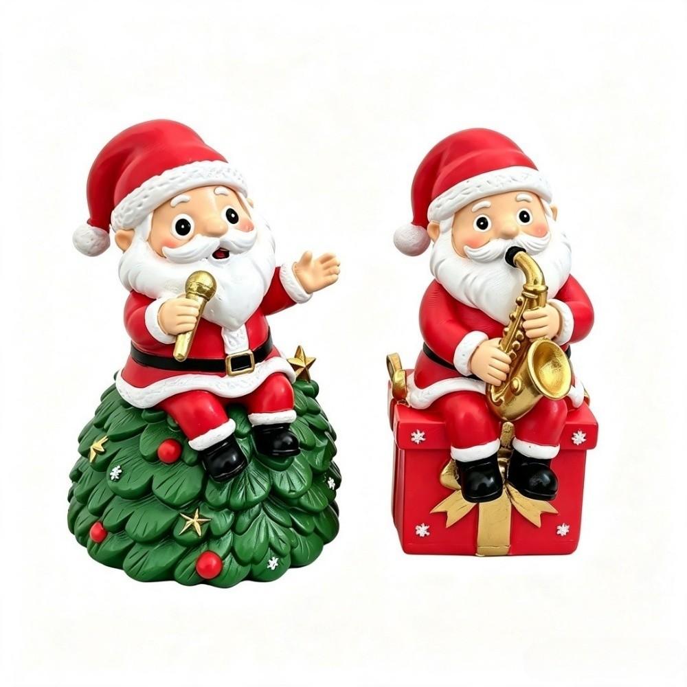 Resin Santa Claus Figurine Festive Santa Statue Christmas Desktop Ornament Entryway Decor
