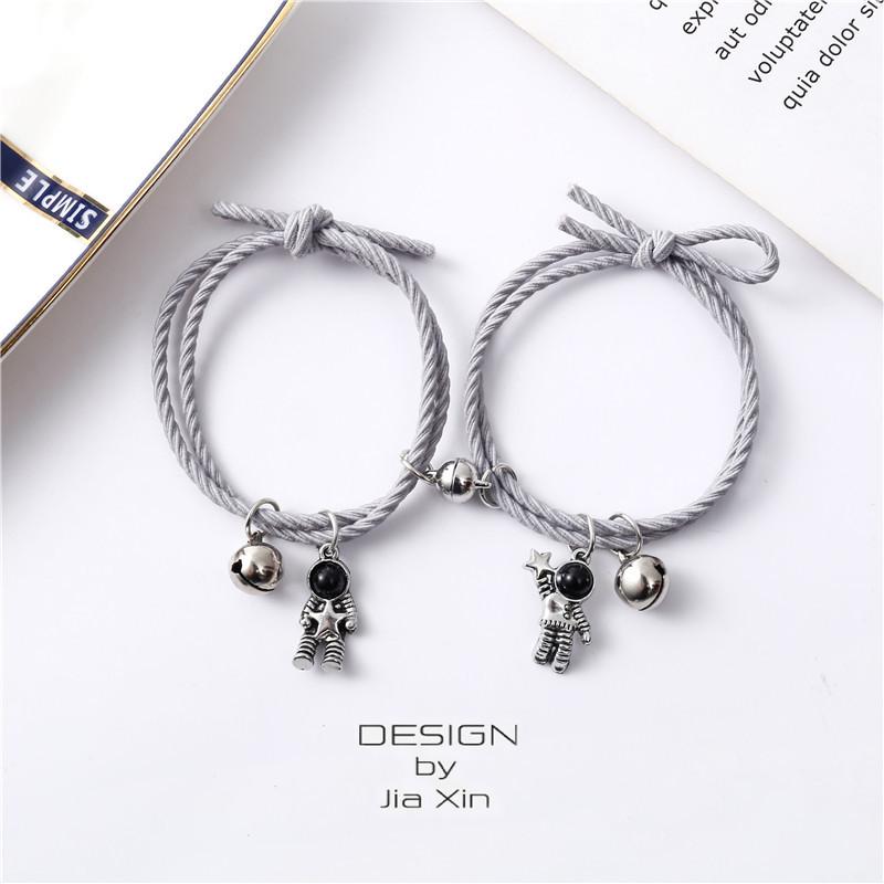 Подарки на день святого Валентина, модный браслет со звездой астронавта, подарок для пары, магнитный браслет, веревочный браслет