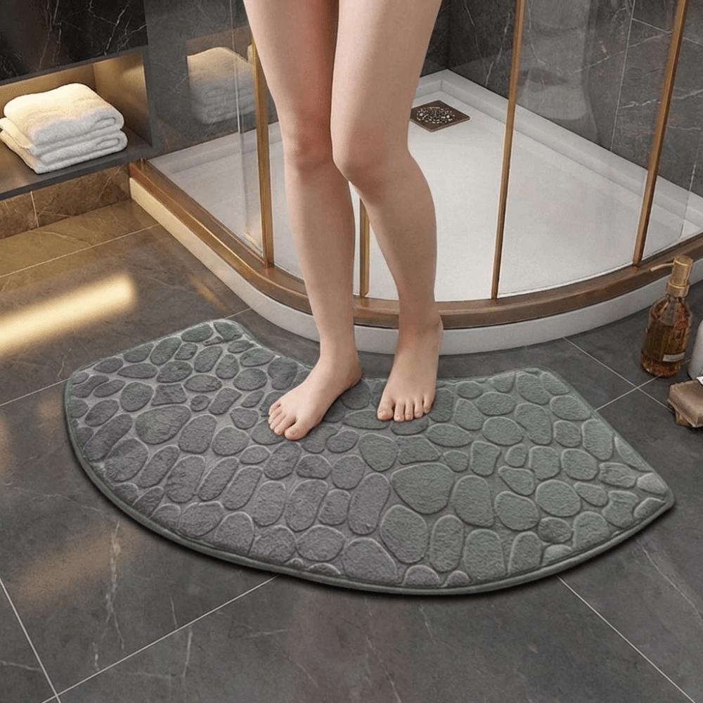 Non-slip Cobblestone Bathroom Floor Mat Dirt-resistant Embossed Bath Mat Laundry Room
