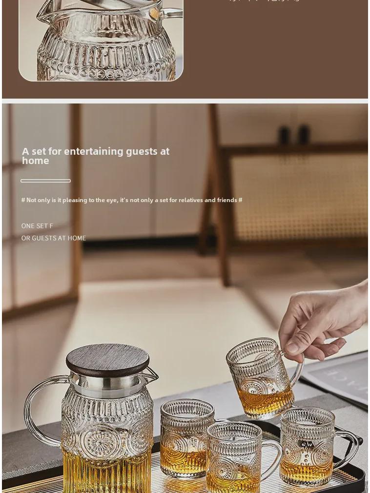 Стильный термостойкий стеклянный чайник с ручкой - большой емкости цветочный чайник для прохладительных напитков