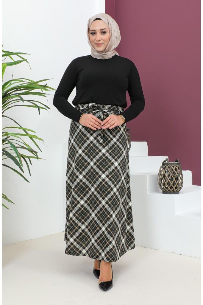 Женская стильная юбка большого размера с рисунком, расклешенная юбка с поясом