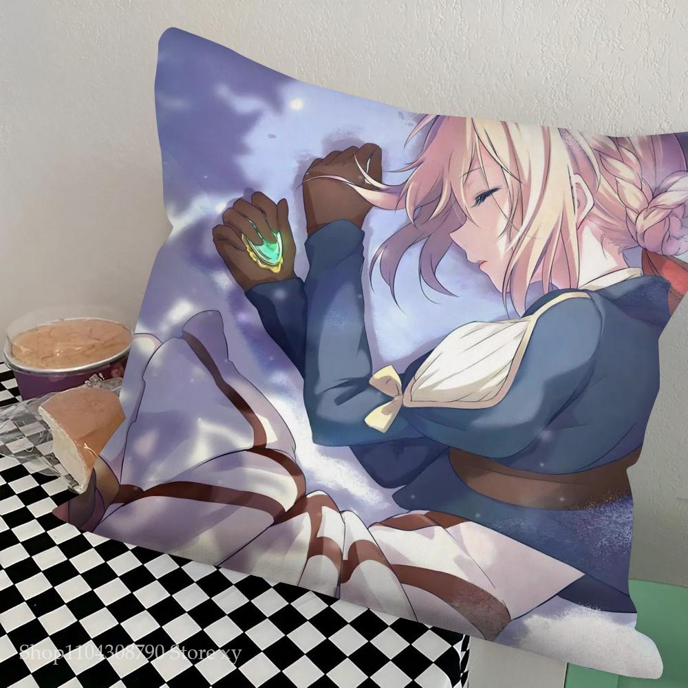 Фиолетовый Вечный Сад Анимационный Фильм Наволочка Квадратная Подушка Спальня Диван Досуг Комфорт Подушка Автомобиль Гостиная Домашнее Украшение