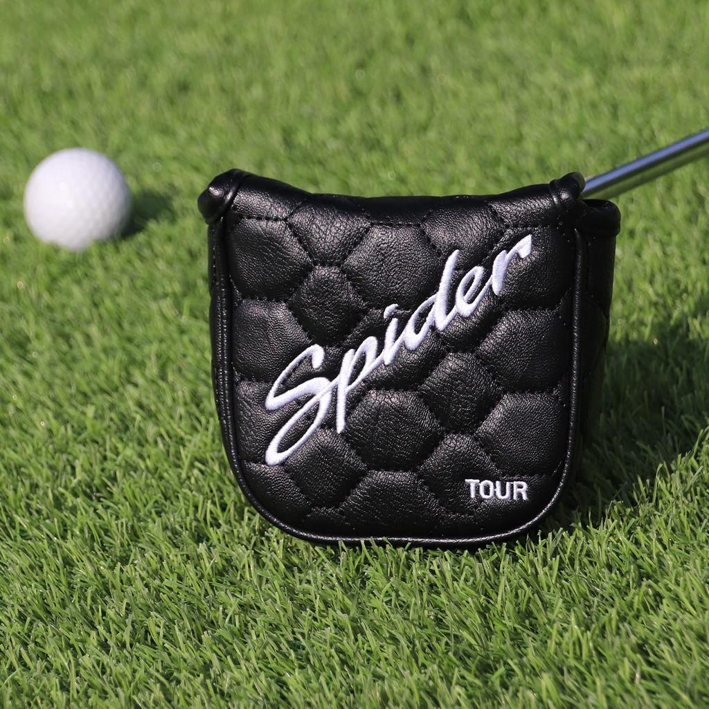 Чехол для головки паттера mytag Golf Mallet для TaylorMade Spider Tour с пяткой, чехол для головки клюшки с магнитом (Сильный магнит) (черный)