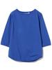 Beams Boy Women's Long Sleeve Tee, Solid Cotton Jersey, Boat Neck, 3/4 Length, Blue, 13140130654