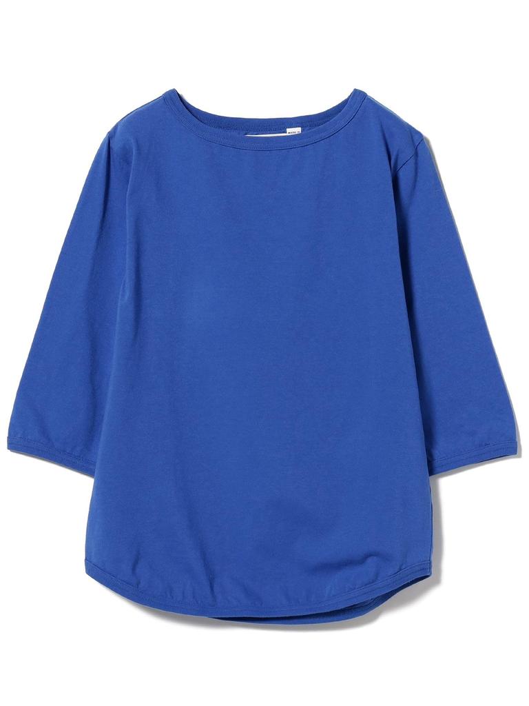 Beams Boy Women's Long Sleeve Tee, Solid Cotton Jersey, Boat Neck, 3/4 Length, Blue, 13140130654