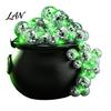 Halloween Tabletop Accents Disco Bubbling Witch Cauldron Kit, Kettle with 40 Balls 2 Creative Display Light Strings Spider Webs Fake 100 Adhesive Dots