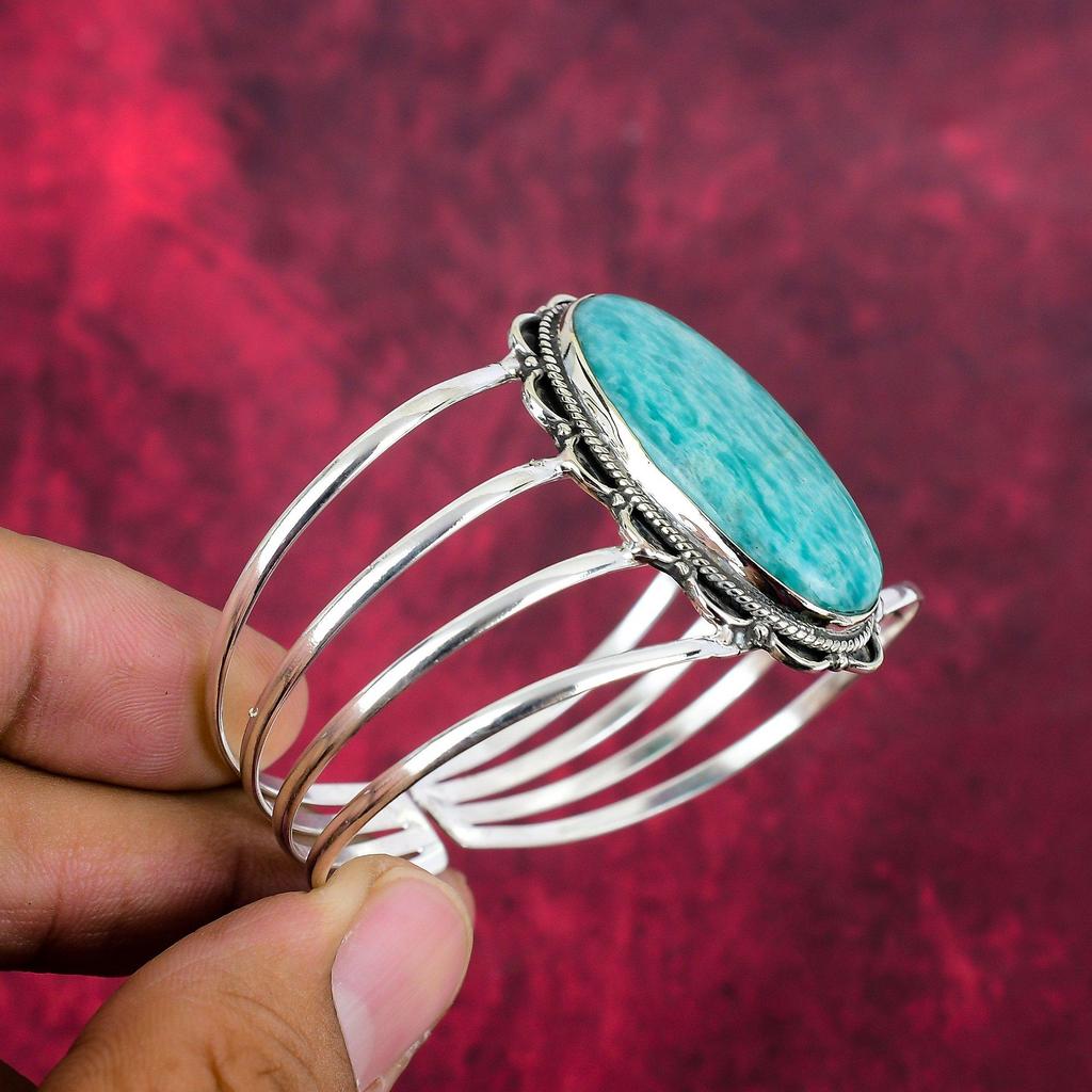 Браслет из амазонита, браслет из стерлингового серебра 925 пробы, ювелирные изделия ручной работы с драгоценными камнями, подарки для жены, совершенно новый браслет