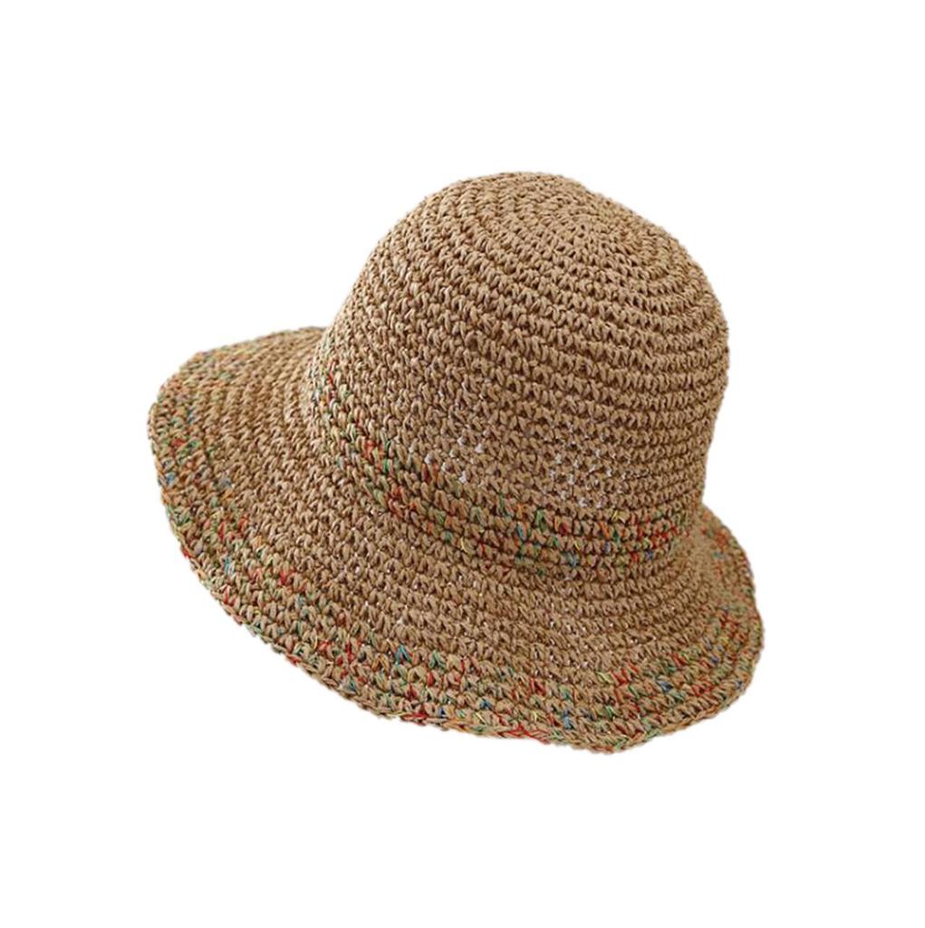 Women's Large Brim Foldable Breathable Straw Sun Hat for Summer Travel & Vacation