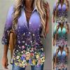 Fashion Long Sleeve Casual Women Loose Blouses Elegant Single Breasted Floral Print Plus Size Shirts Female Clothing Slim Fit Woman Blouse Tops 26620