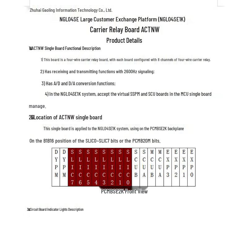 Gaoling NGL04 ACTNM 2.5G Carrier Relay Board