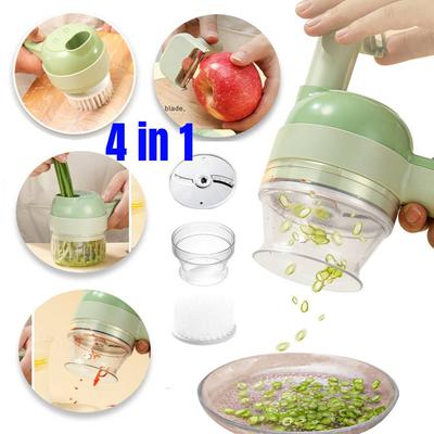 1 шт. 4 в 1 измельчитель овощей, ручной электрический набор для резки овощей, портативный беспроводной пресс для чеснока, грязевой пресс, набор для нарезки чеснока и многофункциональный набор