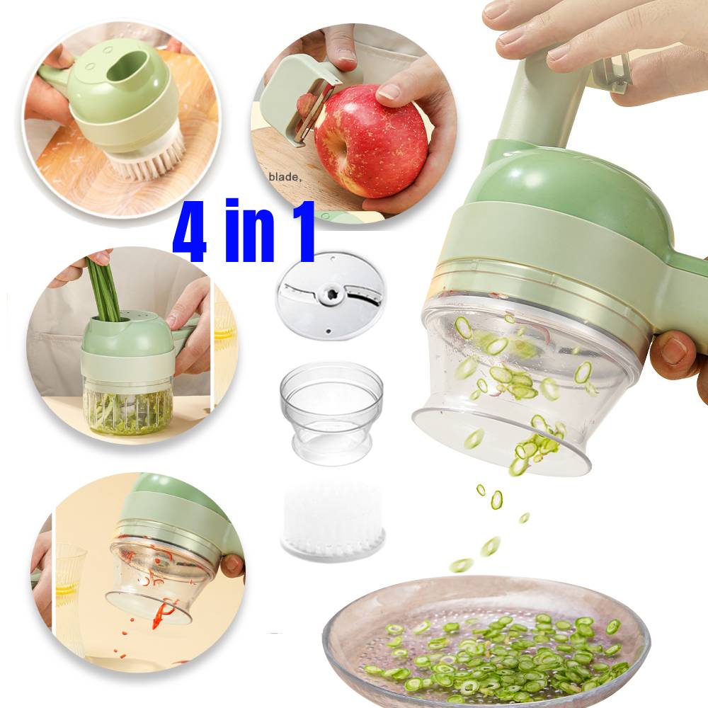 1 шт. 4 в 1 измельчитель овощей, ручной электрический набор для резки овощей, портативный беспроводной пресс для чеснока, грязевой пресс, набор для нарезки чеснока и многофункциональный набор