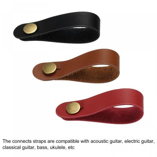 uxcell Guitar Headstock Strap Neck Adapter Leather Strap for Guitars, Black, Pack of 3