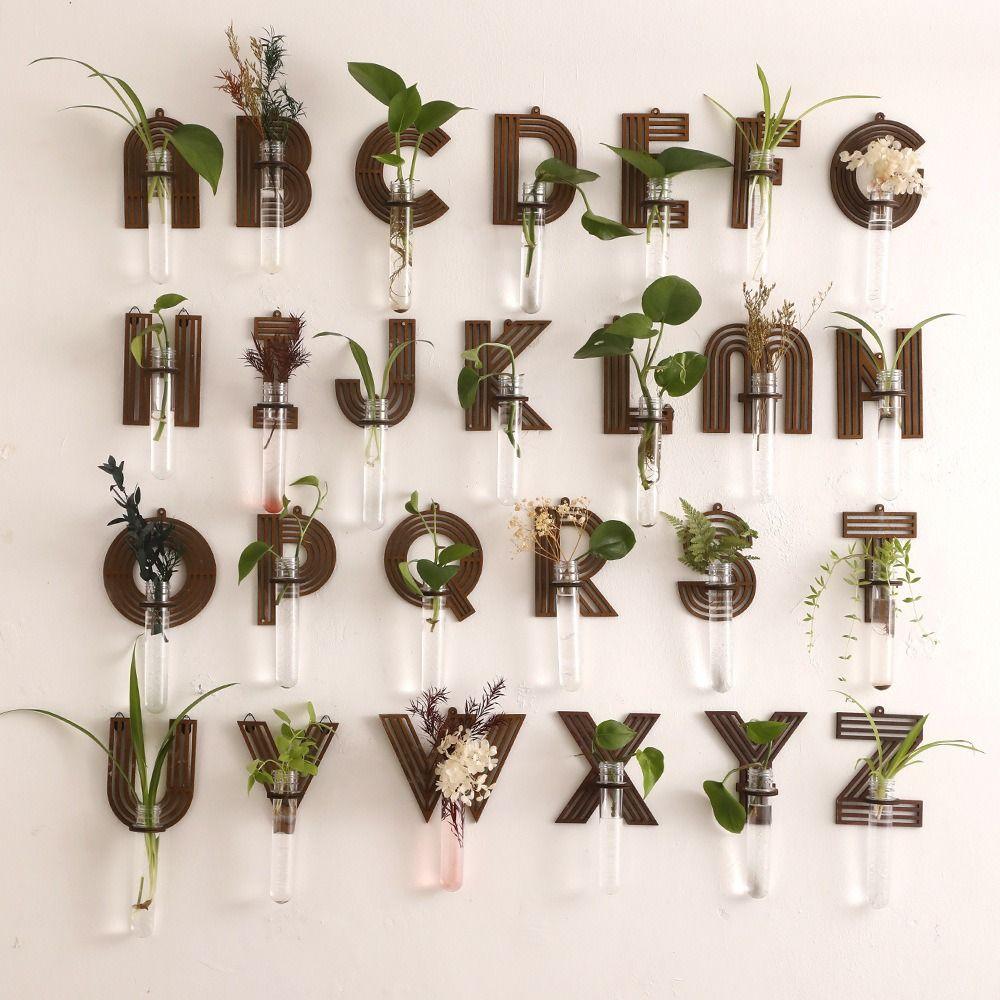 Home Ornaments Hydroponic Planter Shelf A-Z Alphabet Wall Decoration Planter Holder Plant Lover