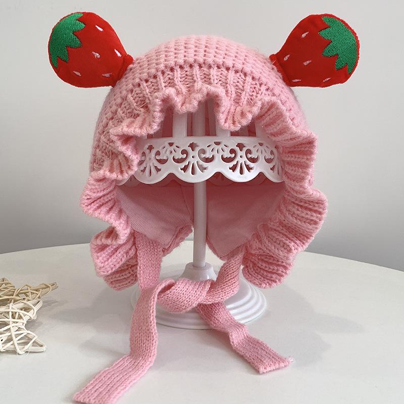 Children Knitted Hat Winter Cute Cartoon Fruit Warm Newborn Dome Hat For 6-24 Months Boys Girls Gifts