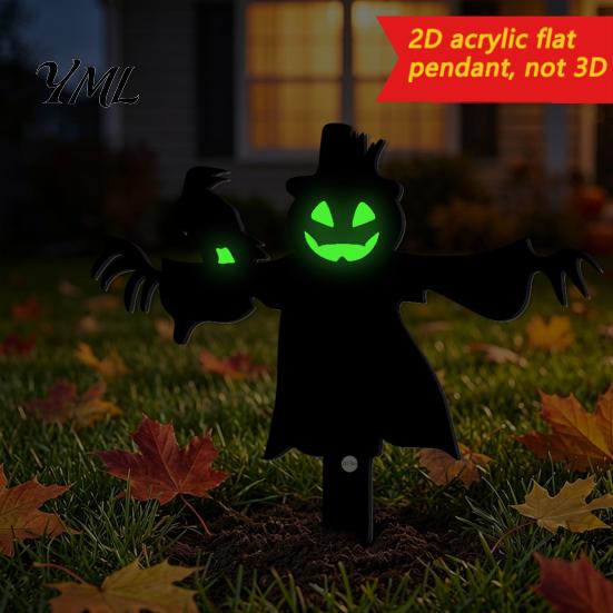 Pathway Decoration Stakes Halloween Ghost Garden Stake, Spooky Glow-in-The-Dark Yard Sign, Pumpkin Scarecrow Acrylic for Lawn Front Courtyard