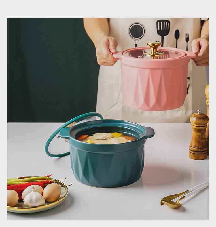 Современная простая матовая глазурь из керамики - жаропрочная, креативная кастрюля для тушения