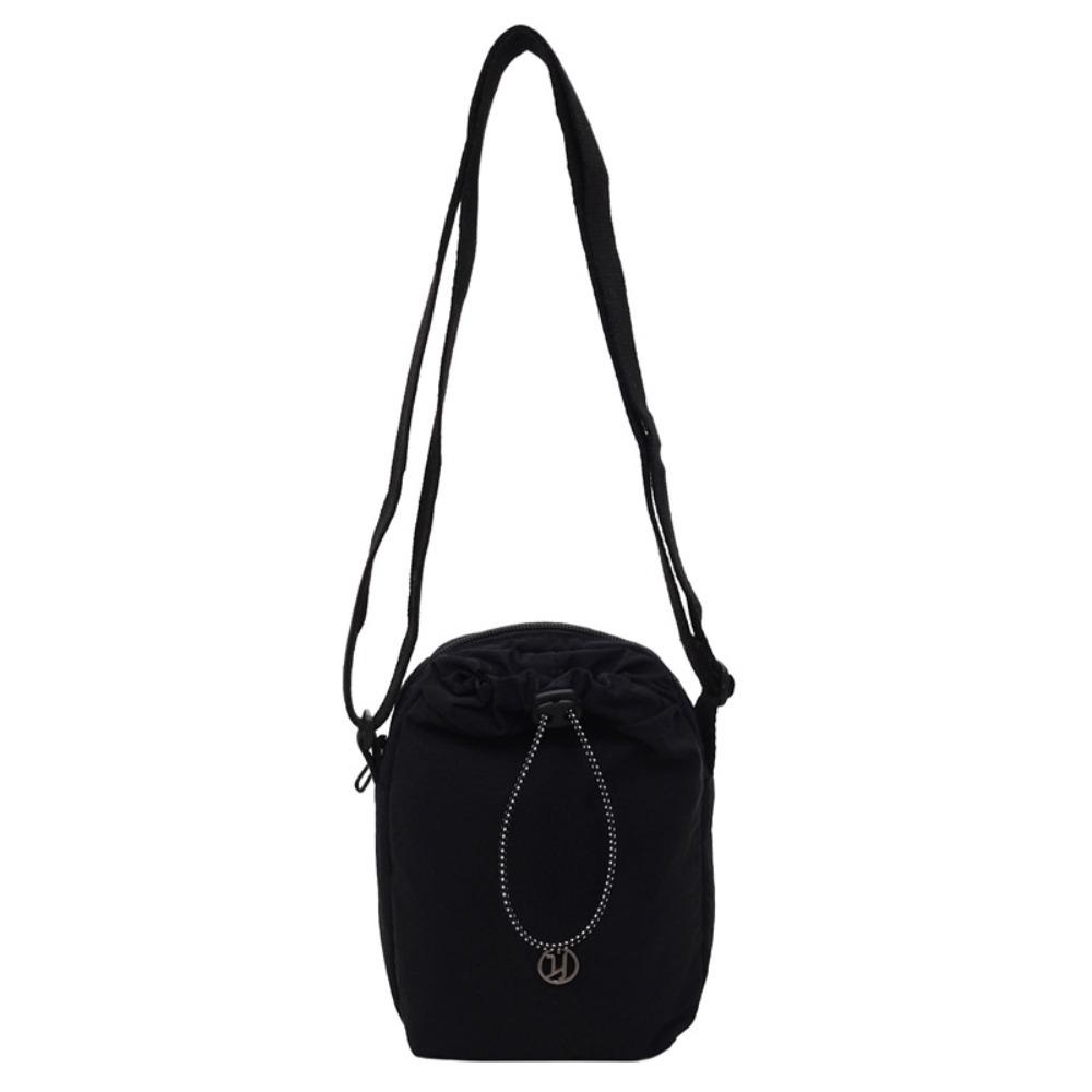 Harajuku Nylon Rope Nylon Shoulder Bag Coin Pouch Casual Drawstring Crossbody Bag Korean Style Solid Color Mobile Phone Bag Male