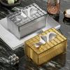 Light Luxury Tissue Box Transparent Desktop Tissue Box Paper Storage Living Room Dining Table Decor Removable Tissue Box