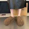 Fur Shoes Flock Winter Woman Slipper Pantofle Med Platform Cover Toe Slides Plush 2024 Rome Hoof Heels House Slippers Shoes