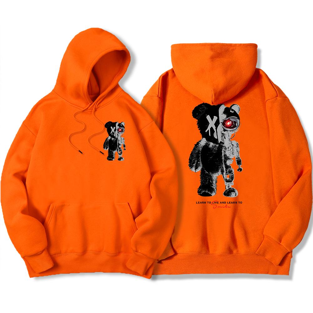 Толстовка с капюшоном Half A Ted Bear, Half A Robotic Bear, винтажная толстовка большого размера, высококачественная толстовка, простая осенняя женская одежда