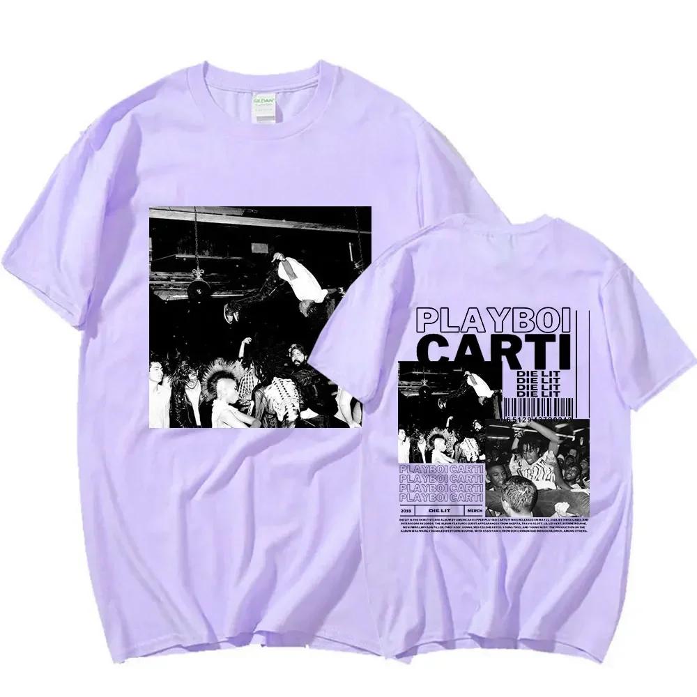 Rapper Playboi Carti Music Album Die Lit Graphic T Shirt Unisex Wounisexs Hip Hop Vintage Fashion Short Sleeve T Shirts Streetwear Bl