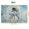 2/4/6/8pcs Set Blue Snowman Snowflake Winter Placemats, Seasonal Christmas Holiday Snowflake Snowman Farmhouse Rustic Placemats, Suitable for Home Kit