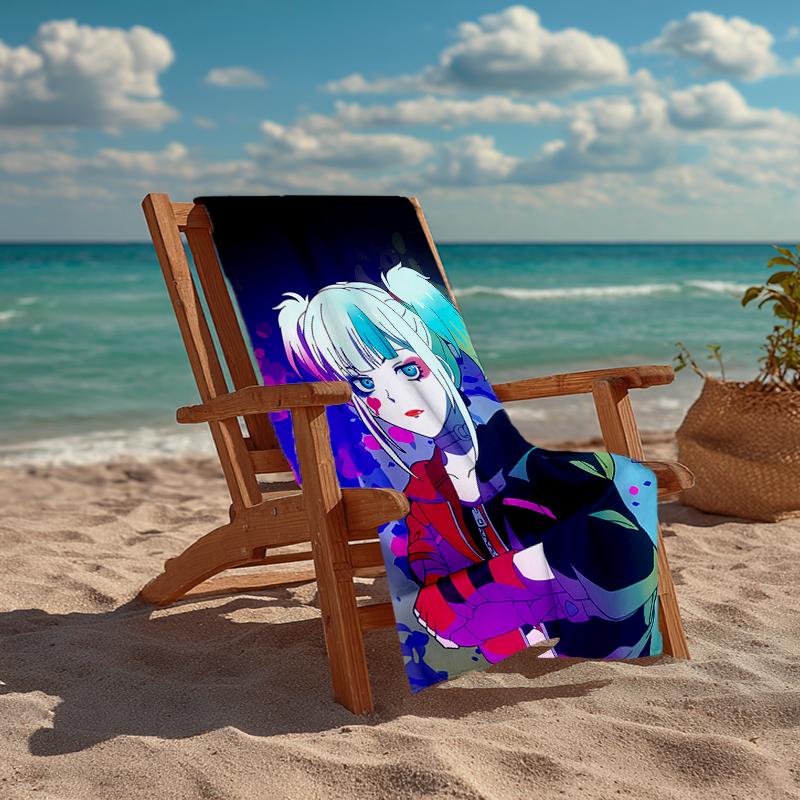Ultra-Soft Beach Towel with Harley Quinn Theme,Ideal for Pool - Camping, Diving - Perfect Travel Essential, Vibrant Beach Towel.