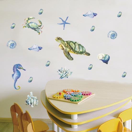 1/4 шт. стикер на стену тема подводного мира морская трава пузырь черепаха морской конек ПВХ украшение для гостиной спальни настенная художественная наклейка товары для дома