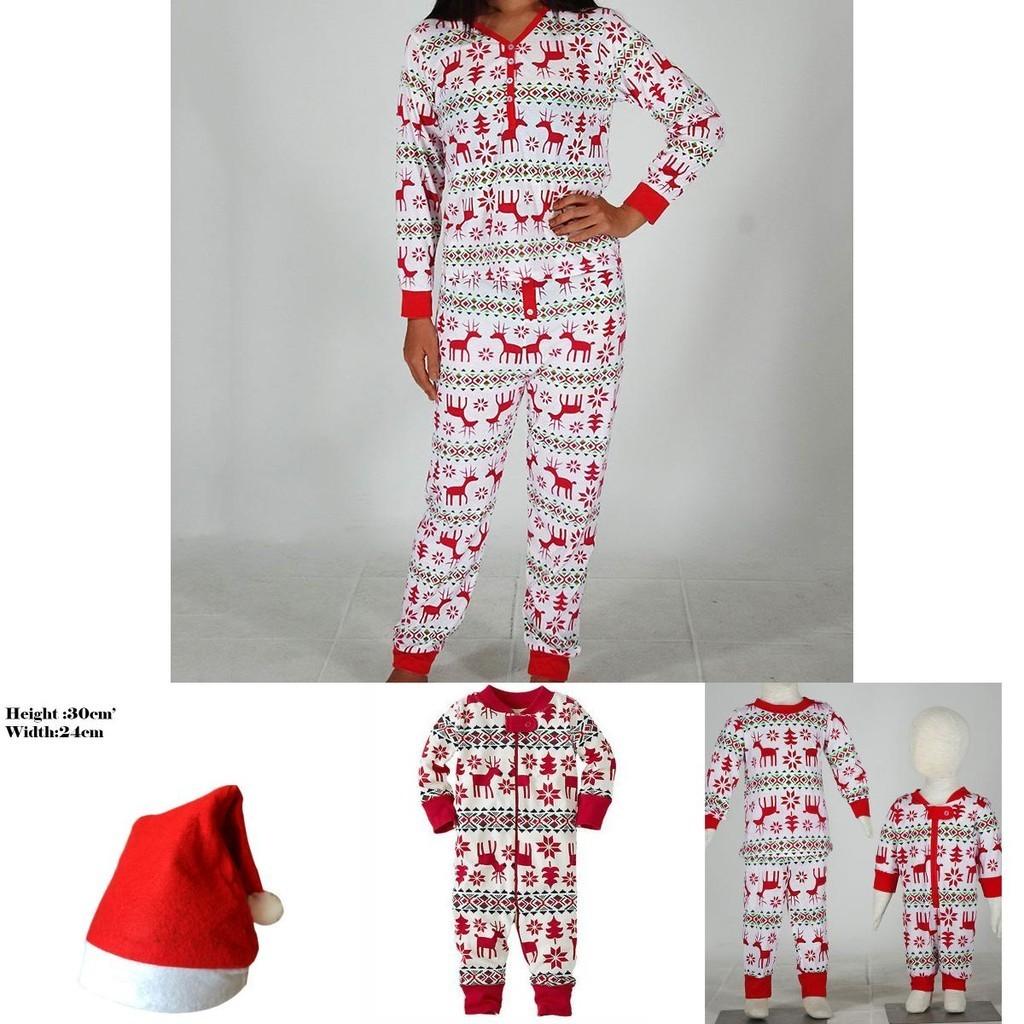 Festive Christmas Family Pajamas Set For Men Women Baby Kids Featuring Deer Print Design