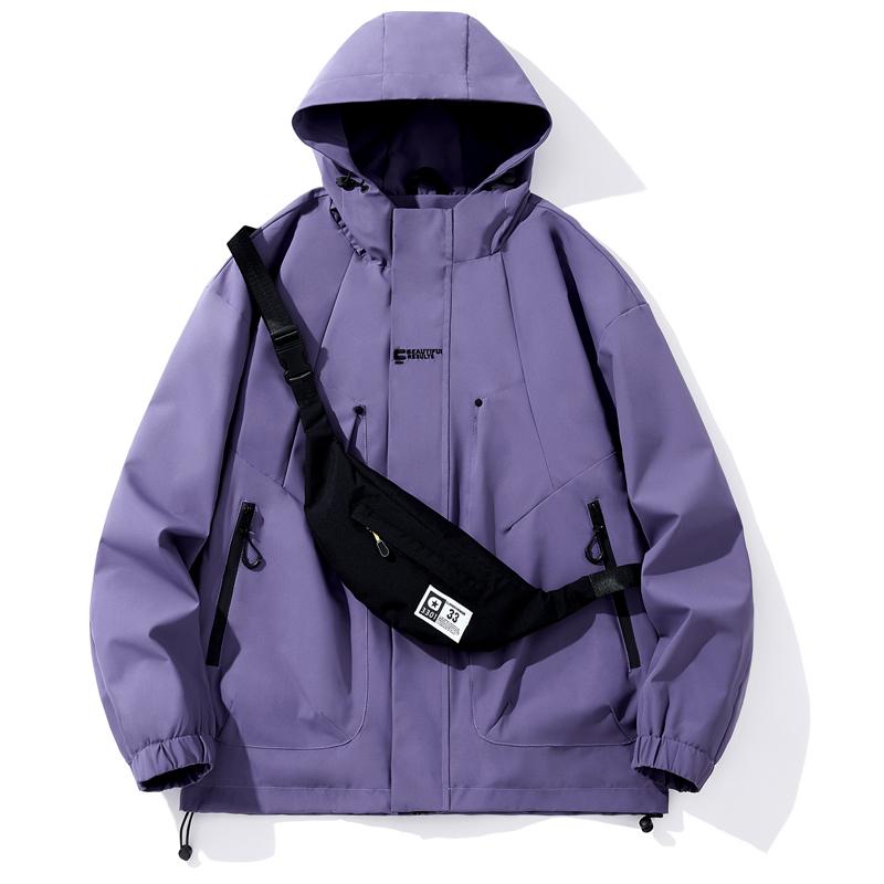 Весенне-осенняя модная уличная куртка из жесткого материала, мужская ветрозащитная водонепроницаемая рабочая куртка с диагональной маленькой сумкой