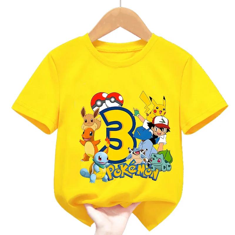Летняя футболка с коротким рукавом Pokémon Пикачу для детей и подростков, 100% хлопок, Милая, Универсальная, Повседневная, Свободного кроя