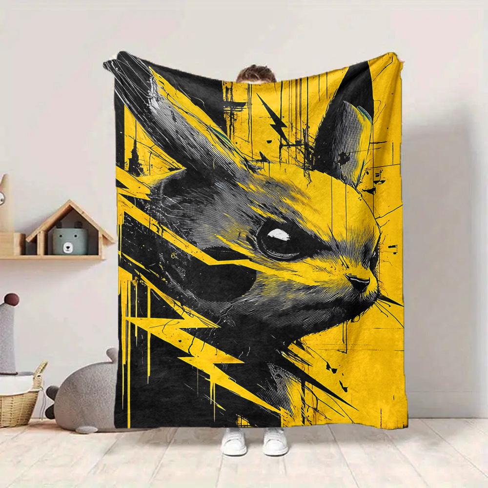 1PC Pikachu Blanket Soft Warm All Season Throw for Sofa, Bed, Car, Office Vibrant Colorful Design, Durable & Cozy Gift