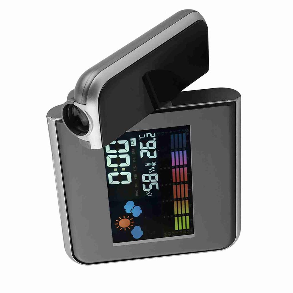 Цифровой светодиодный прогноз погоды проектор календарь влажность дисплей будильник(черный)