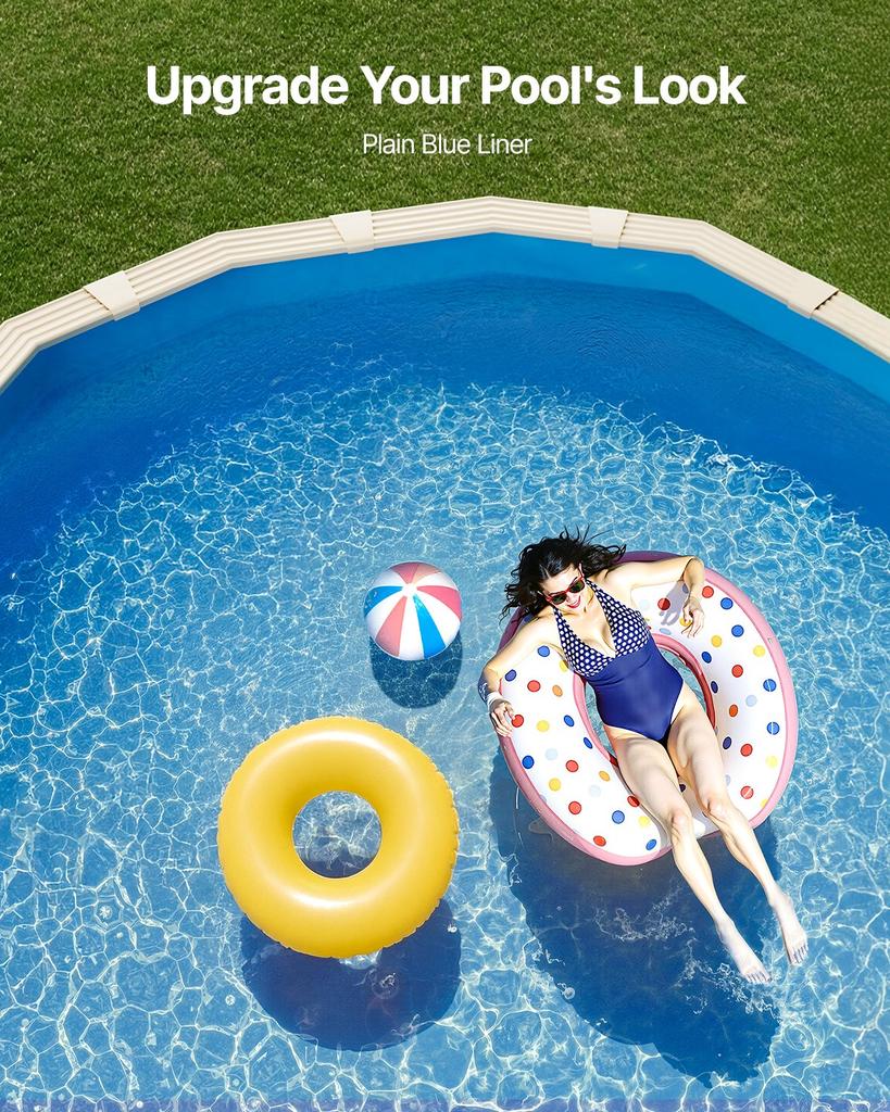 VEVOR Oval Pool Liner, 22 x 12.3 ft, Swimming Pool Liner, Standard Gauge, Durable Vinyl Pool Liner, Overlap Style