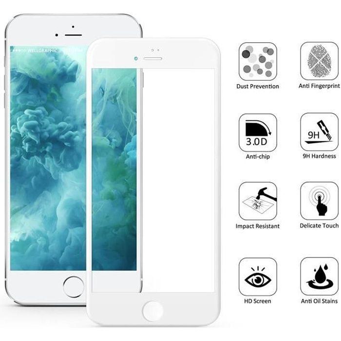 [Compatible Apple iPhone 8 PLUS] Verre Trempe Bord Blanc 100% Intégral Film Vitre Protection Ecran Ultra Resistant [Phonillico®]