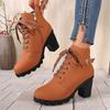 New High-heeled Women's Shoes, Single Boots, Chunky Ankle Boots, Round-toed Boots and Bare Boots