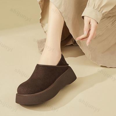 Модные женские лоферы на платформе 2025 Осень Зима Новая мода Слипоны Увеличение роста Повседневная обувь Удобные винтажные полушлепанцы