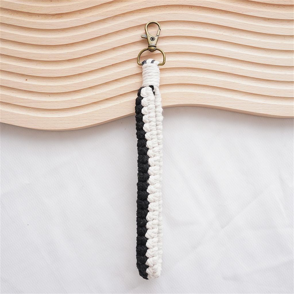 Handmade Cotton Rope Keychain Charm Colorful Braided Wristlet Keyring Soft Woven Key Rings Accessory for Men and Women