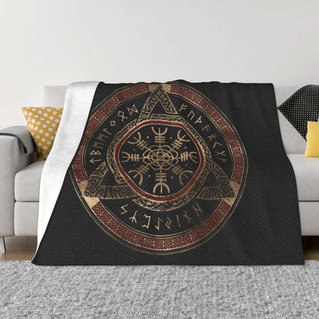s Ragnar Lothbrok Blankets Norse Runes Wool Vintage Warm Throw Blanket for Coverlet Spring/Autumn