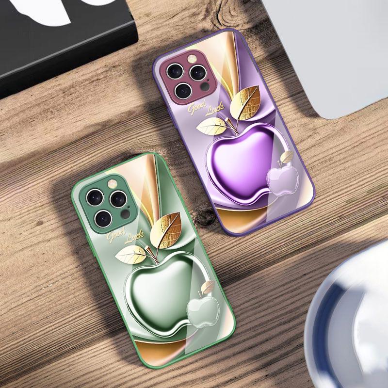 Apple Золотые листья для iPhone 16 E 15 14 13 Plus 12 mini 11 Pro Max XR Xs Max 16E X 7 8 6 6S 2022 Чехол для телефона из закаленного стекла