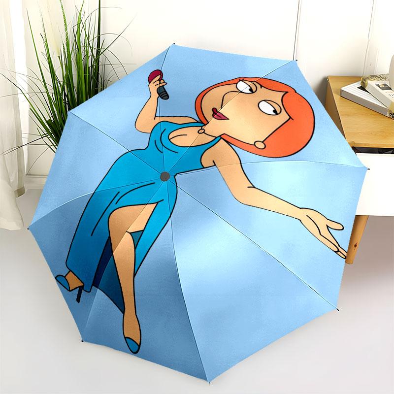 Lois Griffin pattern, automatic folding umbrella, portable and foldable design, 8 ribs, a Christmas or birthday gift.