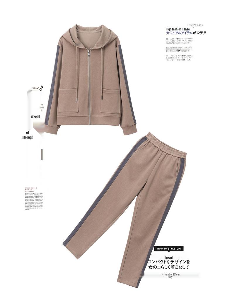 Женский спортивный костюм кэжуал высокого класса - Модный свитшот-двойка Весна/Осень 2024